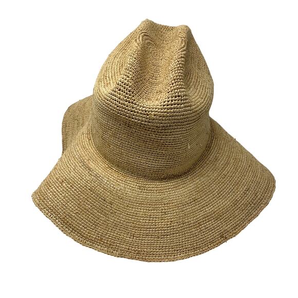 Janessa Leone 100% Raffia Straw Hat Womens Sz Medium Natural Tan - Picture 3 of 6